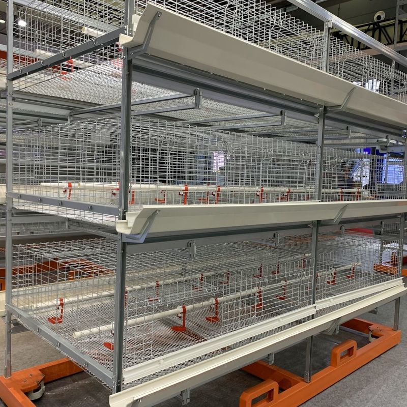 層の養鶏場装置Uは卵の農場を置くためのフレーム3層電池の鶏のおりシステムを形づける